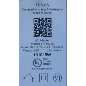 ADAPTADOR I.T.E. POWER SUPPLY VCA EPS-8S / NUMERO DE PARTE EPS-8S / MODELO 37469780 / ENTRADA VCA 100-120V～50-60Hz  / SALIDA VCD 12V-1.5A	